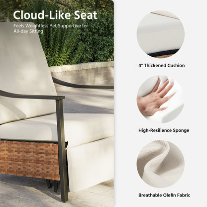 LAUSAINT HOME Outdoor Recliner Chair with Adjustable Back and Footrest