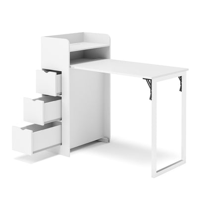 LAUSAINT HOME Wall Mounted Foldable Desk, Space Saving Hidden Desk with Storage &amp; Power Outlet