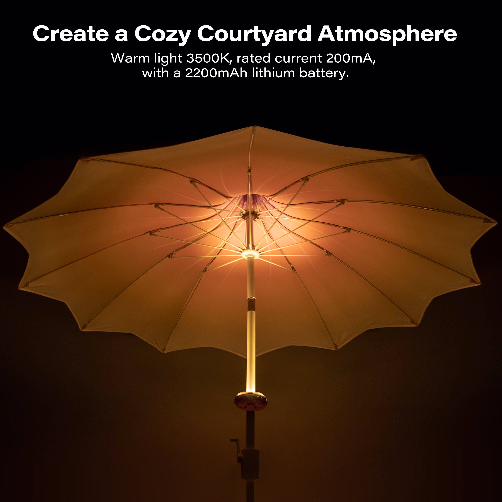 LAUSAINT HOME 9Ft Outdoor Pagoda Patio Umbrella with Lights, Patio Table Market Umbrella, 360° Rotation