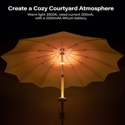 LAUSAINT HOME 9Ft Outdoor Pagoda Patio Umbrella with Lights, Patio Table Market Umbrella, 360° Rotation