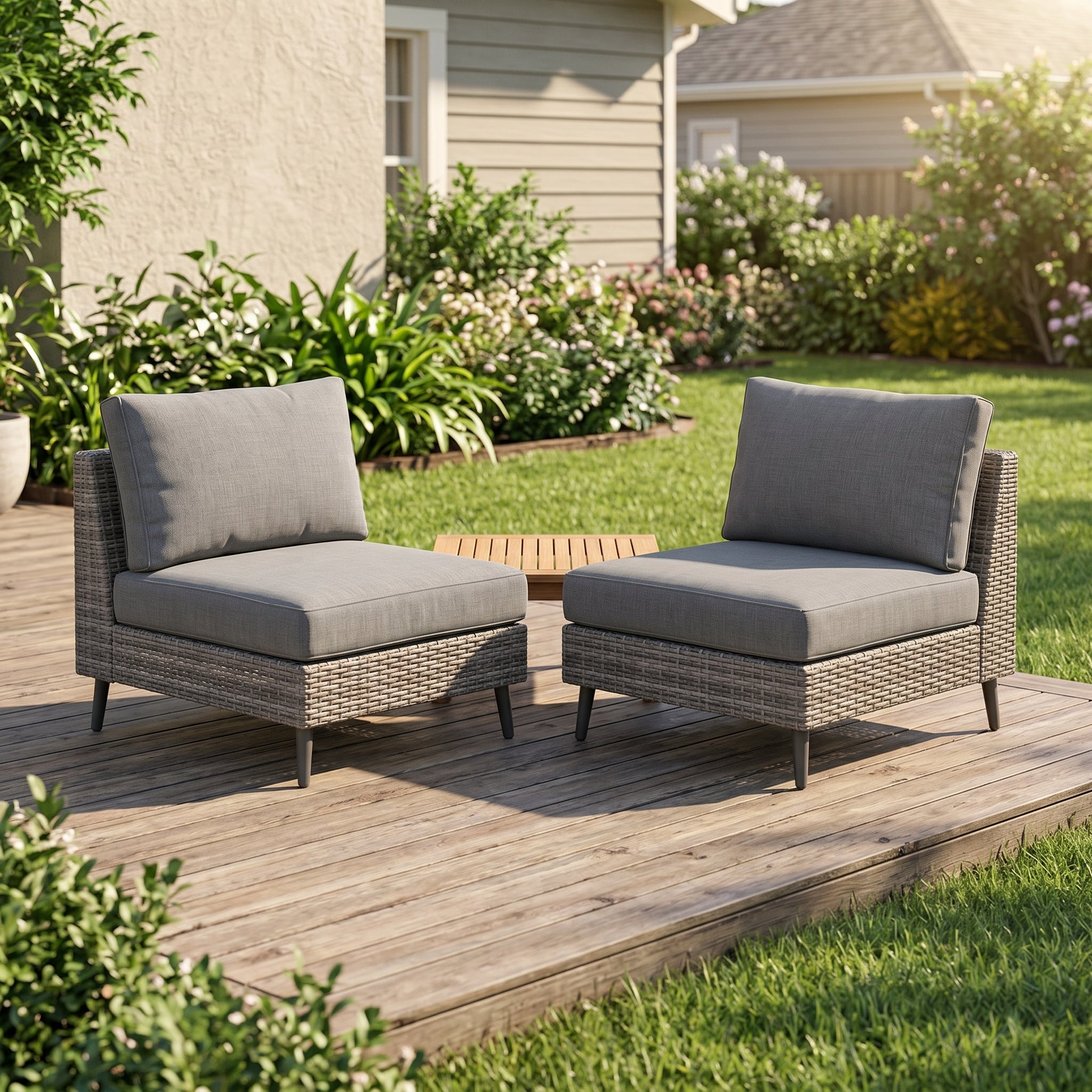 LAUSAINT HOME Outdoor Patio Furniture, 8 Piece Outdoor Sectional Sofa PE Rattan Wicker Patio Conversation Sets