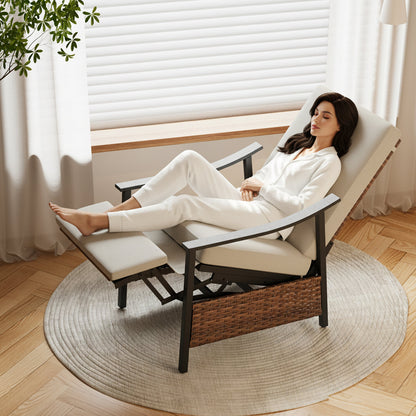 LAUSAINT HOME Outdoor Recliner Chair with Adjustable Back and Footrest