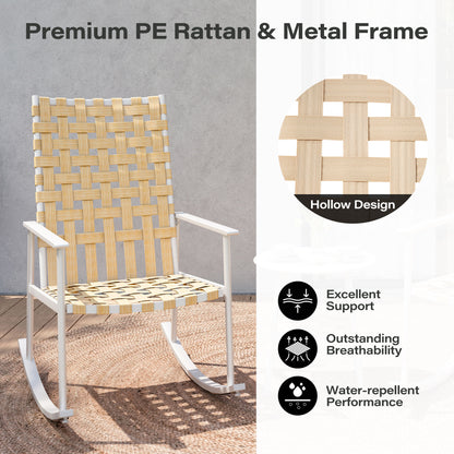 3-Piece Outdoor Rocking Chair Set with High-Back