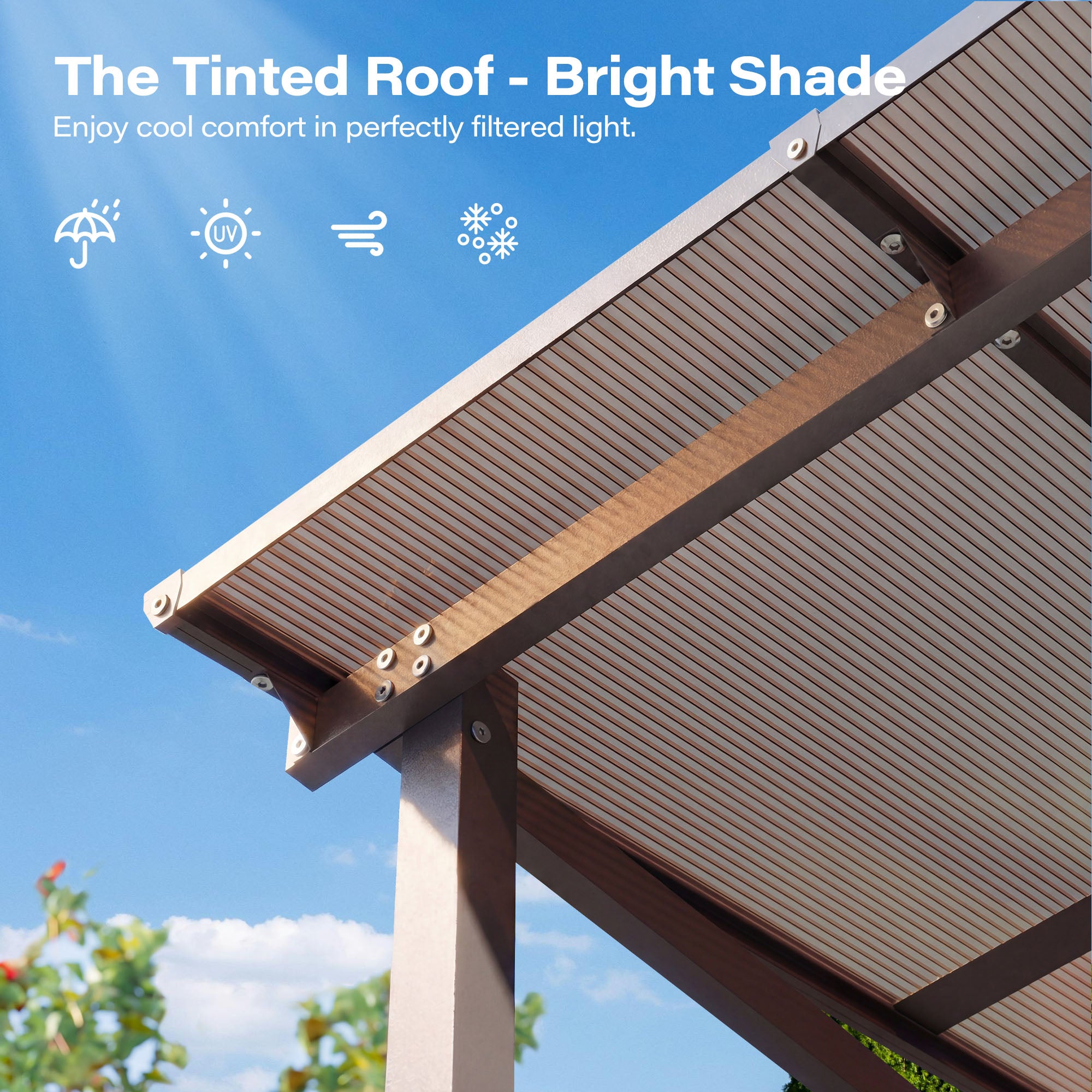 LAUSAINT HOME 12x6 ft Hardtop Grill Gazebo Sloping PC Roof BBQ Patio Metal Gazebo