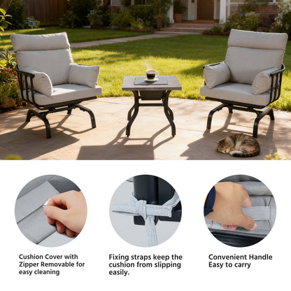 LAUSAINT HOME Modern Patio Bistro Set with 2 Spring Chairs &amp; 1 Ice Bucket Table