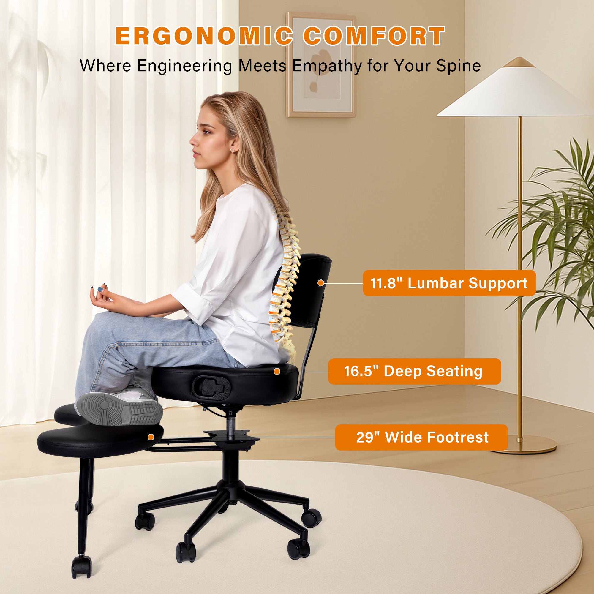 LAUSAINT HOME Cross-Legged Office Meditation Chair, Criss Cross