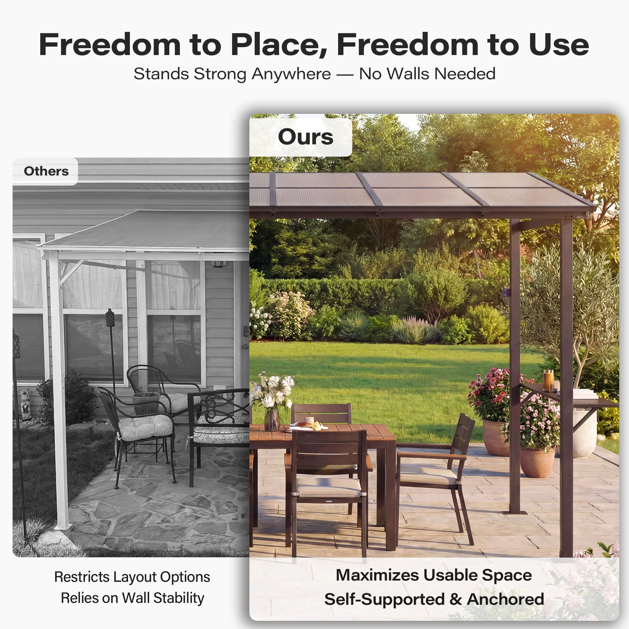 LAUSAINT HOME 12x6 ft Hardtop Grill Gazebo Sloping PC Roof BBQ Patio Metal Gazebo