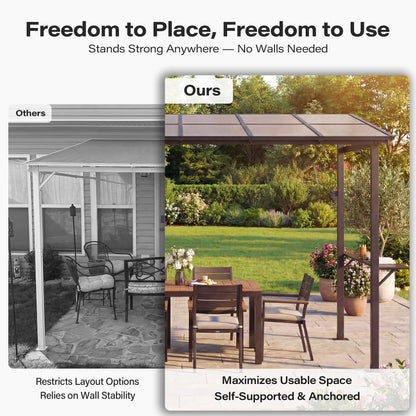 LAUSAINT HOME 12x6 ft Hardtop Grill Gazebo Sloping PC Roof BBQ Patio Metal Gazebo