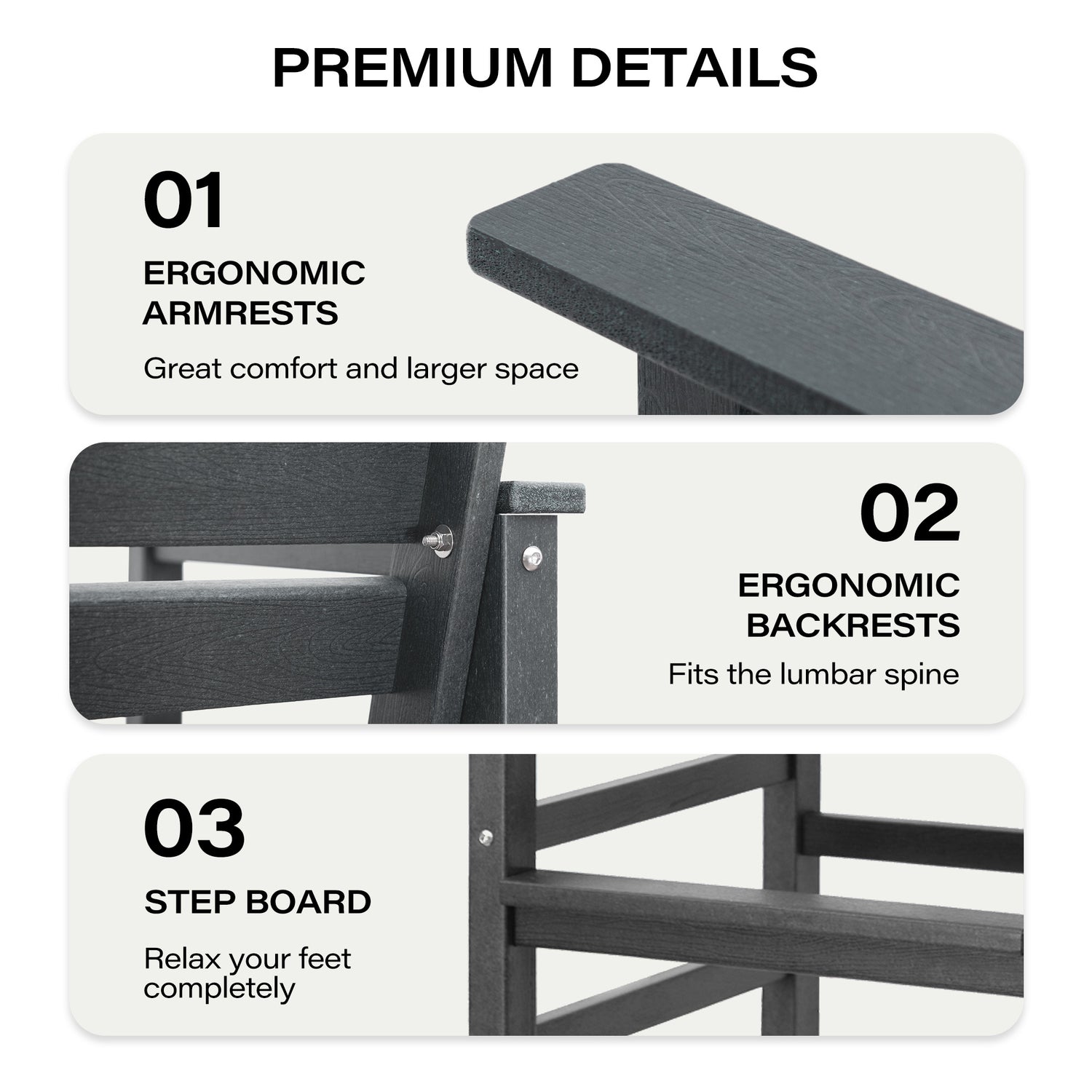 LAUSAINT HOME 3 Pieces HDPE Height Table and Adirondack Chairs Set
