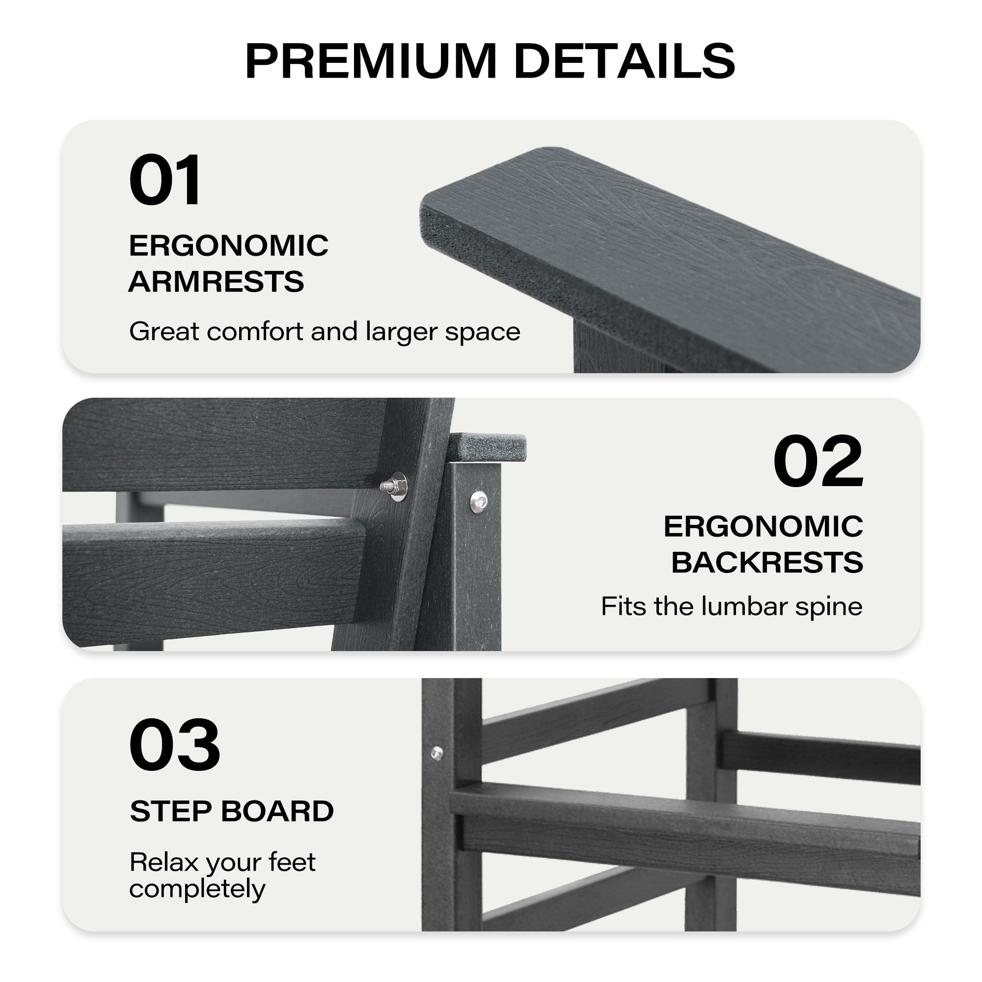 LAUSAINT HOME 3 Pieces HDPE Height Table and Adirondack Chairs Set