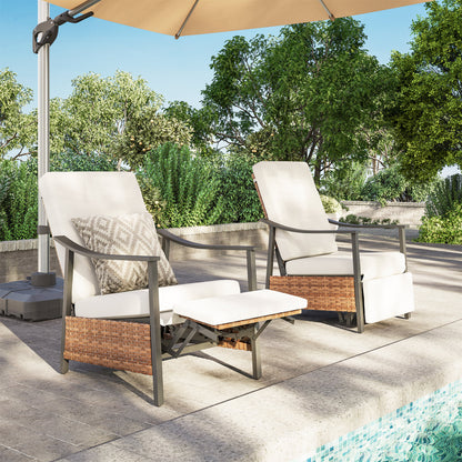 LAUSAINT HOME Outdoor Recliner Chair with Adjustable Back and Footrest