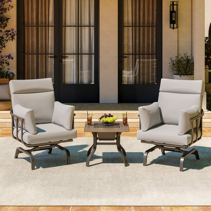 LAUSAINT HOME Modern Patio Bistro Set with 2 Spring Chairs &amp; 1 Ice Bucket Table