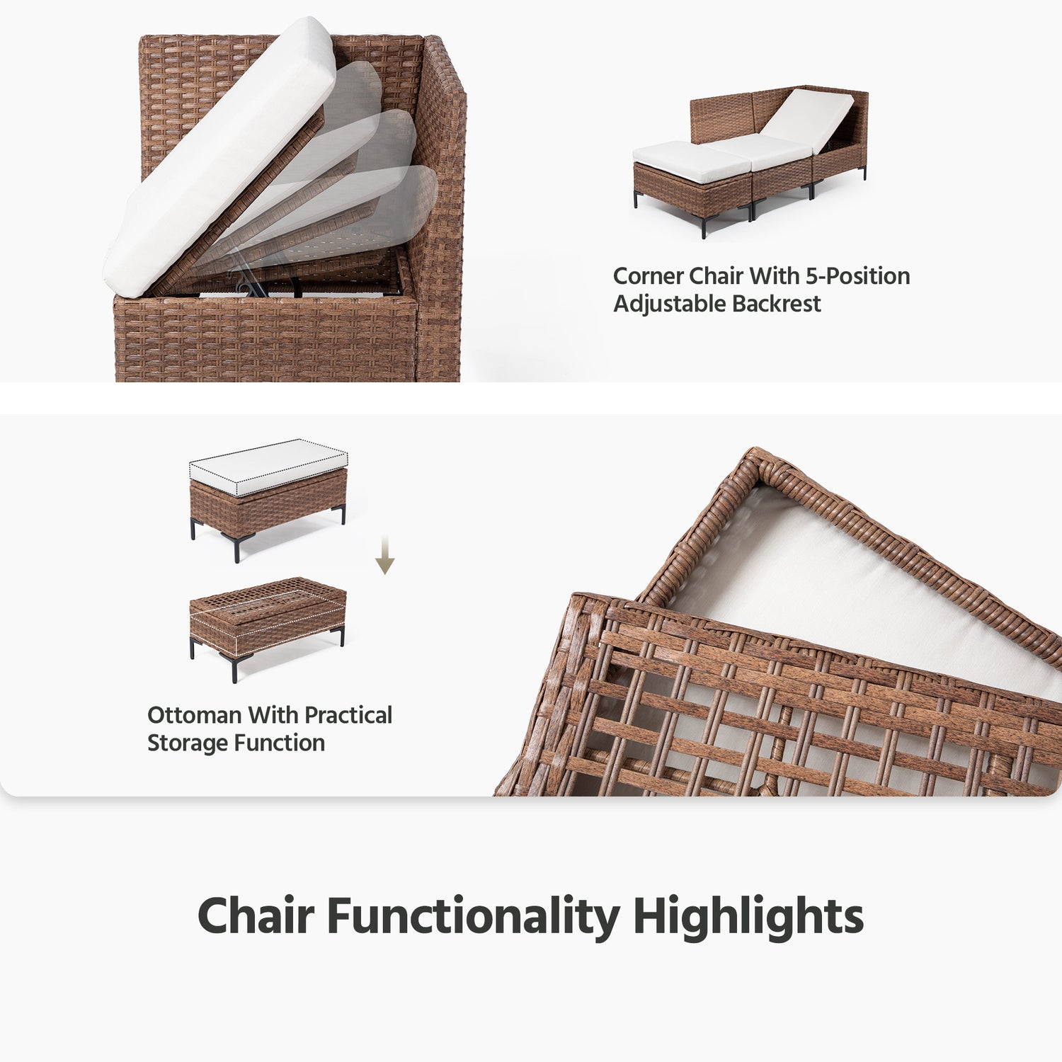 8 Pieces Outdoor Patio Furniture Sets