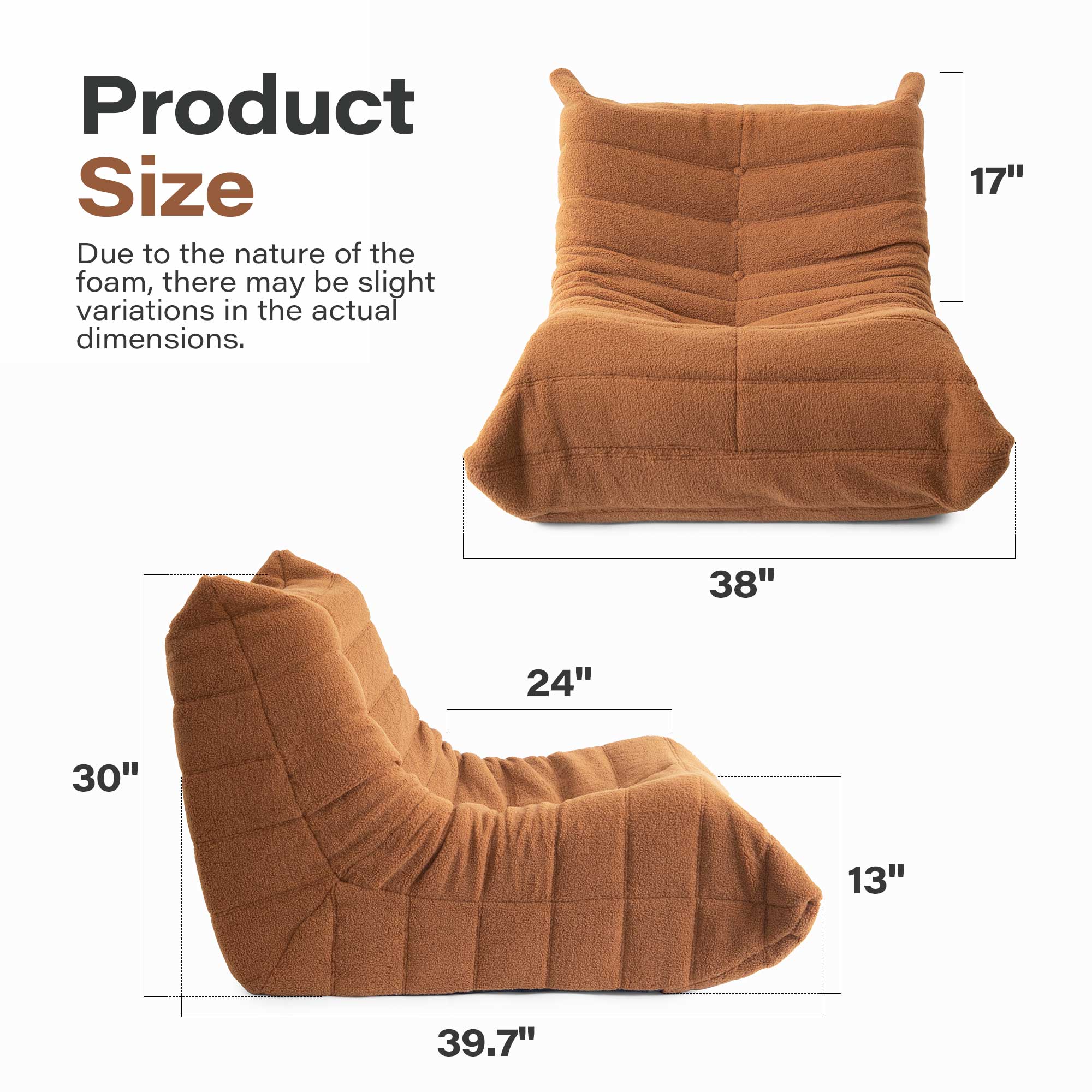 LAUSAINT HOME Giant Bean Bag Chair with Memory Foam for Adults