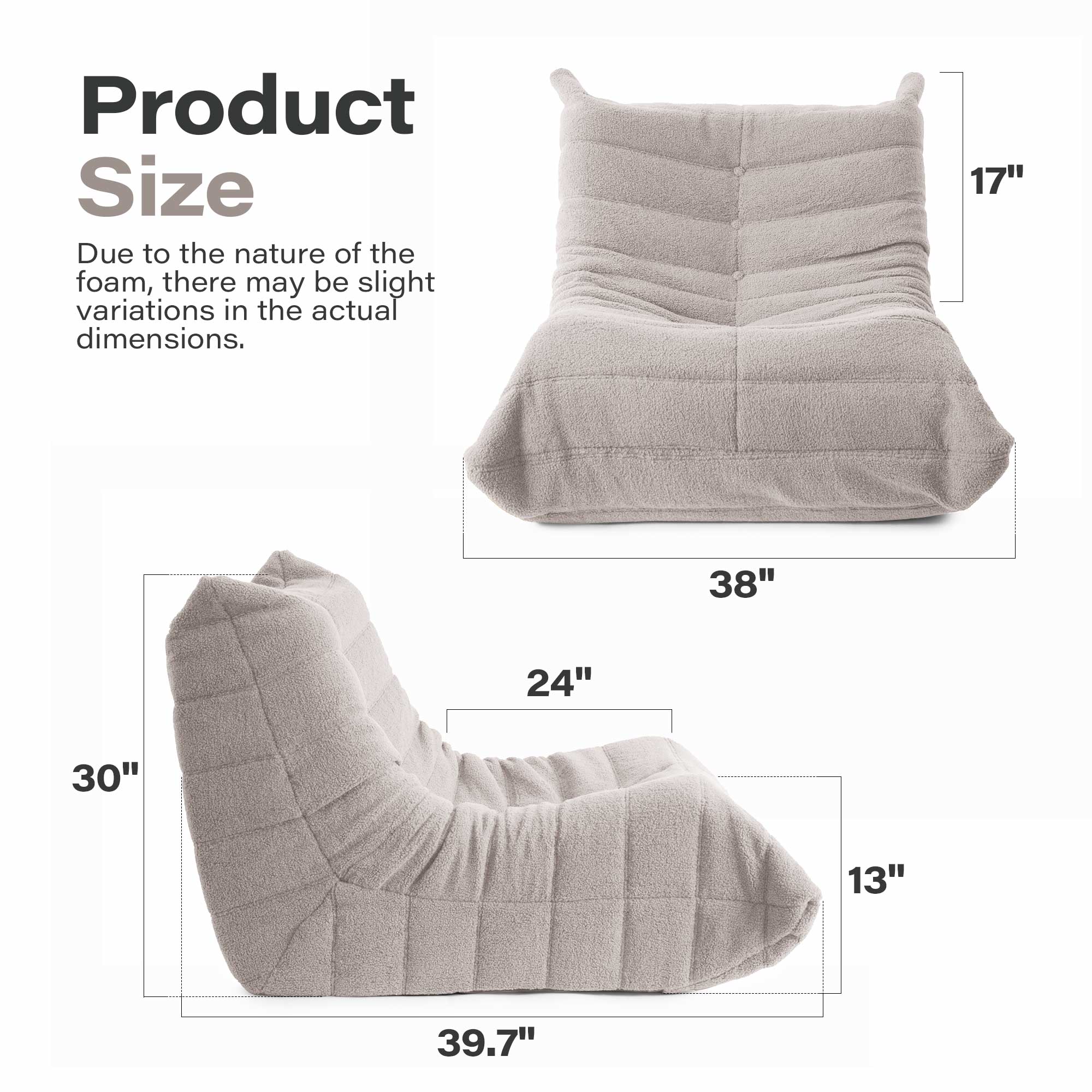 LAUSAINT HOME Giant Bean Bag Chair with Memory Foam for Adults