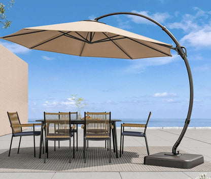 LAUSAINT HOME 11 Ft Outdoor Patio Umbrella with Base, Deluxe Curvy Cantilever Umbrella Heavy Duty with 360° Rotation