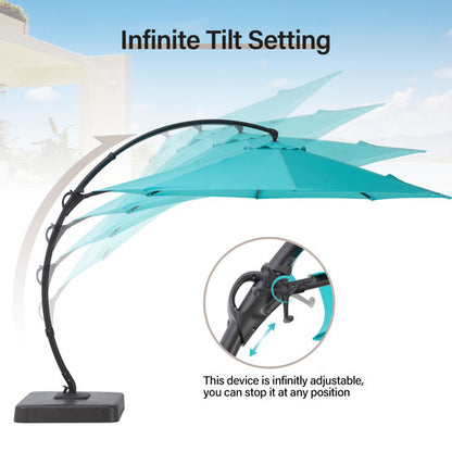 LAUSAINT HOME 11 FT Deluxe Curvy Cantilever Umbrella with 360° Rotation Outdoor Patio Umbrella with Base