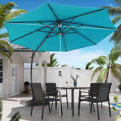 LAUSAINT HOME 11 FT Deluxe Curvy Cantilever Umbrella with 360° Rotation Outdoor Patio Umbrella with Base
