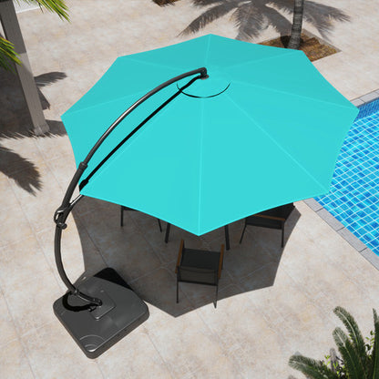 LAUSAINT HOME 11 FT Deluxe Curvy Cantilever Umbrella with 360° Rotation Outdoor Patio Umbrella with Base