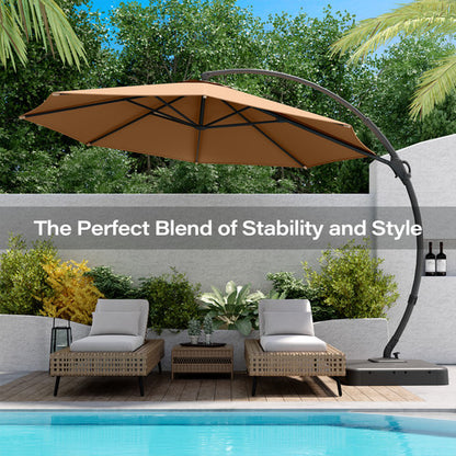 LAUSAINT HOME 11 FT Deluxe Curvy Cantilever Umbrella with 360° Rotation Outdoor Patio Umbrella with Base