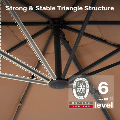 LAUSAINT HOME 10 Ft Patio Umbrella Outdoor Square Aluminum Offset Umbrella with 360-degree Rotation