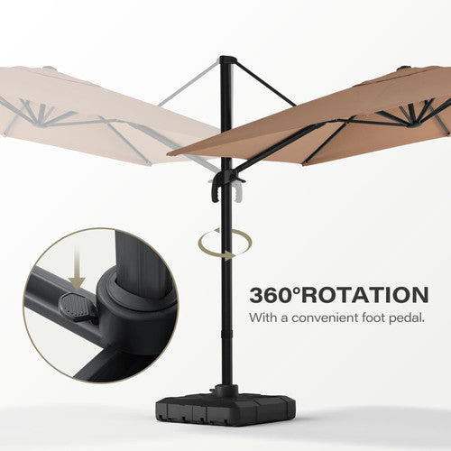 LAUSAINT HOME 10 Ft Patio Umbrella Outdoor Square Aluminum Offset Umbrella with 360-degree Rotation