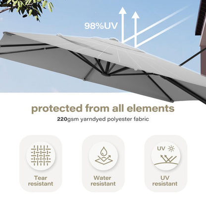 LAUSAINT HOME 10 Ft Patio Umbrella Outdoor Square Aluminum Offset Umbrella with 360-degree Rotation