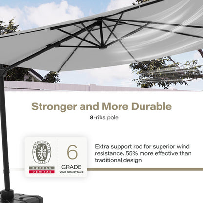 LAUSAINT HOME 10 Ft Patio Umbrella Outdoor Square Aluminum Offset Umbrella with 360-degree Rotation