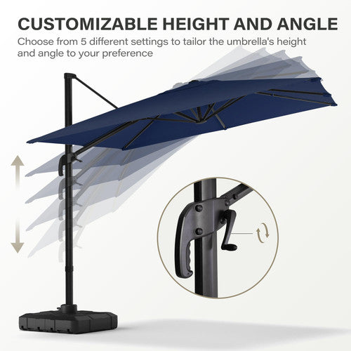 LAUSAINT HOME 10 Ft Patio Umbrella Outdoor Square Aluminum Offset Umbrella with 360-degree Rotation