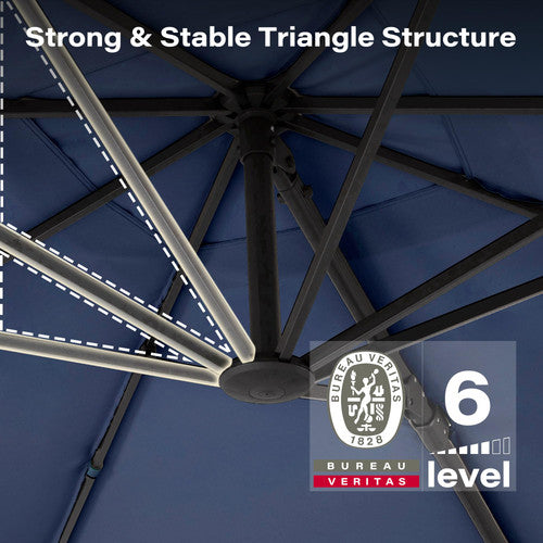 LAUSAINT HOME 10 Ft Patio Umbrella Outdoor Square Aluminum Offset Umbrella with 360-degree Rotation