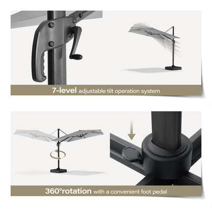 LAUSAINT HOME 10 Ft Patio Umbrella Outdoor Square Aluminum Offset Umbrella with 360-degree Rotation