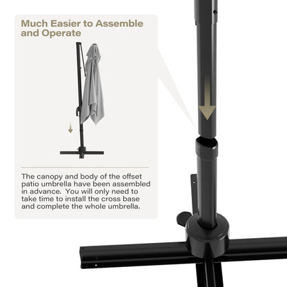 LAUSAINT HOME 10 Ft Patio Umbrella Outdoor Square Aluminum Offset Umbrella with 360-degree Rotation