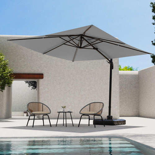LAUSAINT HOME 10 Ft Patio Umbrella Outdoor Square Aluminum Offset Umbrella with 360-degree Rotation