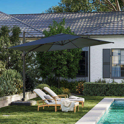 LAUSAINT HOME 10 Ft Patio Umbrella Outdoor Square Aluminum Offset Umbrella with 360-degree Rotation