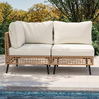 LAUSAINT HOME Outdoor Sectional Sofa Set All-Weather Patio Conversation Set with Thick Cushions