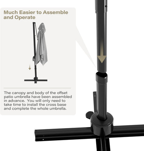 LAUSAINT HOME 9 Ft Patio Umbrella Outdoor with 360-degree Rotation Aluminum Offset Umbrella