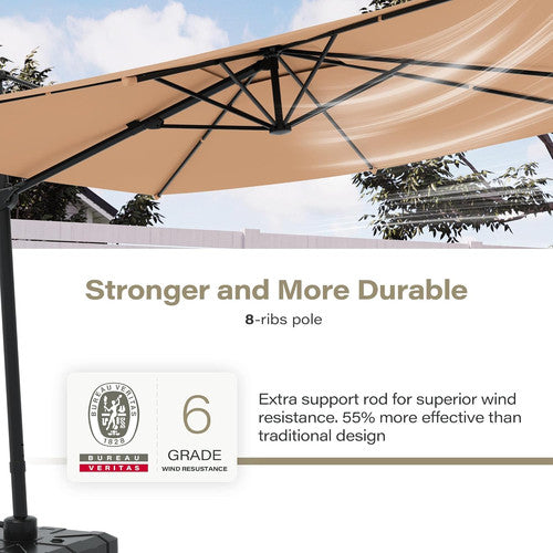 LAUSAINT HOME 9 Ft Patio Umbrella Outdoor with 360-degree Rotation Aluminum Offset Umbrella