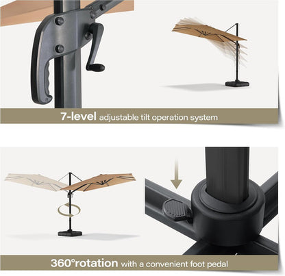 LAUSAINT HOME 9 Ft Patio Umbrella Outdoor with 360-degree Rotation Aluminum Offset Umbrella
