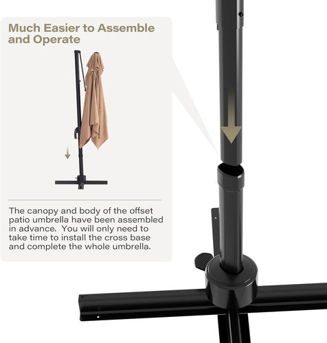 LAUSAINT HOME 9 Ft Patio Umbrella Outdoor with 360-degree Rotation Aluminum Offset Umbrella