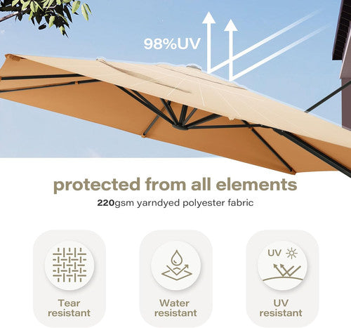 LAUSAINT HOME 9 Ft Patio Umbrella Outdoor with 360-degree Rotation Aluminum Offset Umbrella