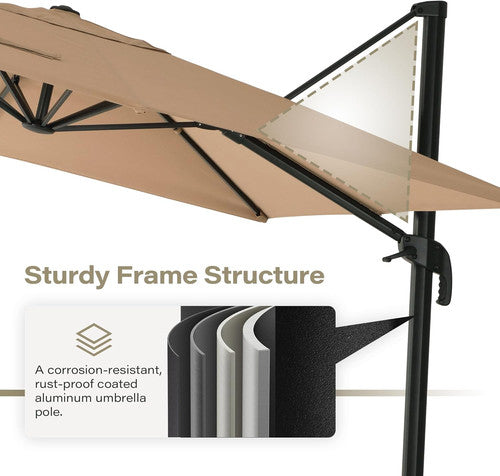 LAUSAINT HOME 9 Ft Patio Umbrella Outdoor with 360-degree Rotation Aluminum Offset Umbrella