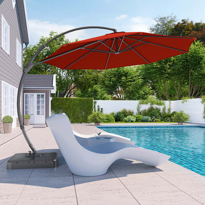 LAUSAINT HOME 11 FT Deluxe Curvy Cantilever Umbrella with 360° Rotation Outdoor Patio Umbrella with Base