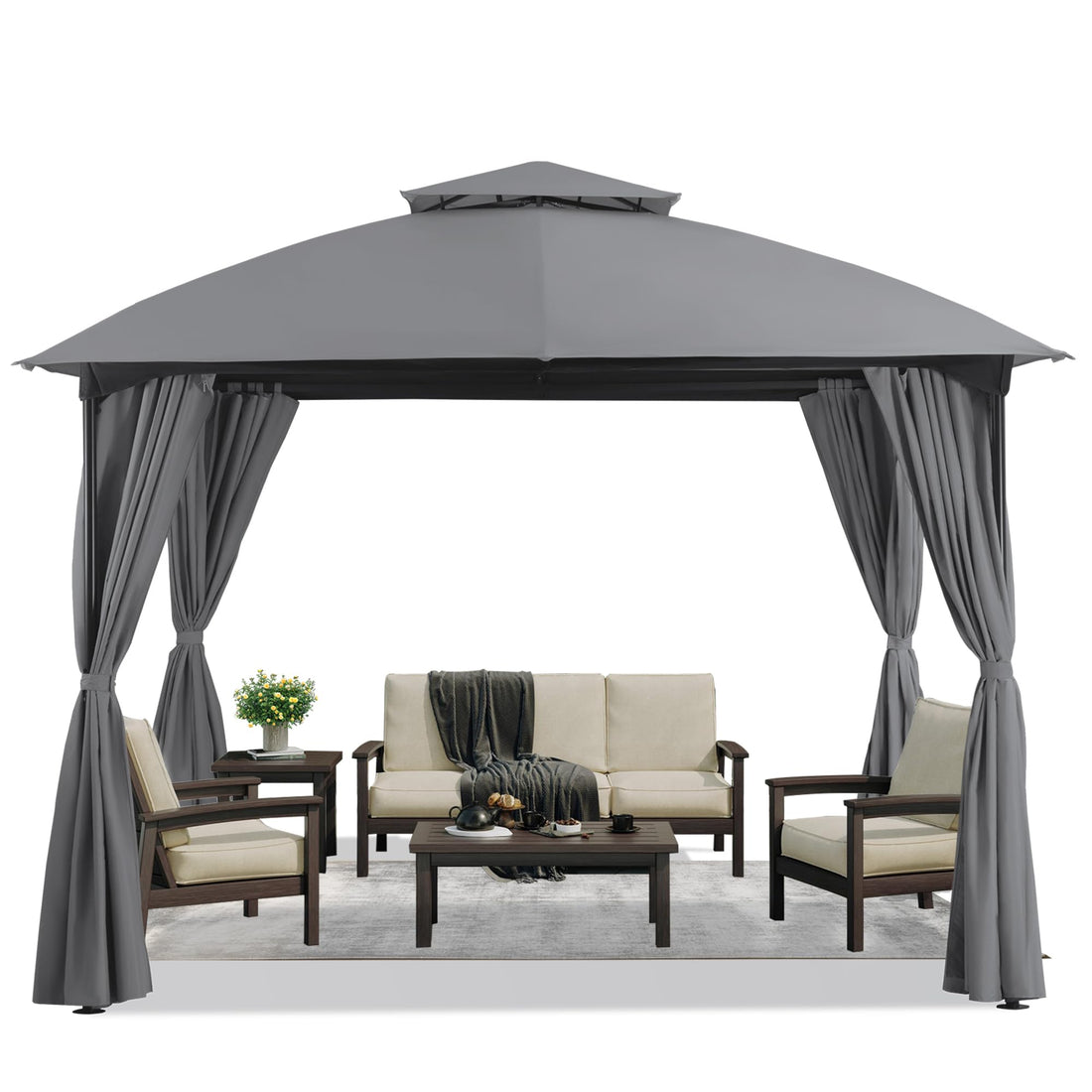 LAUSAINT HOME Patio Arc Gazebo Outdoor Canopy Tent 10&