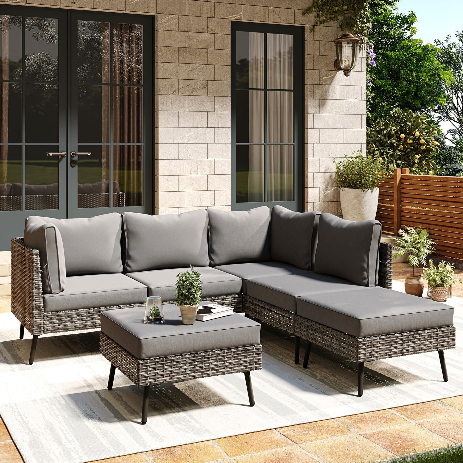 LAUSAINT HOME 6 Pieces Outdoor Sectional Sofa Set