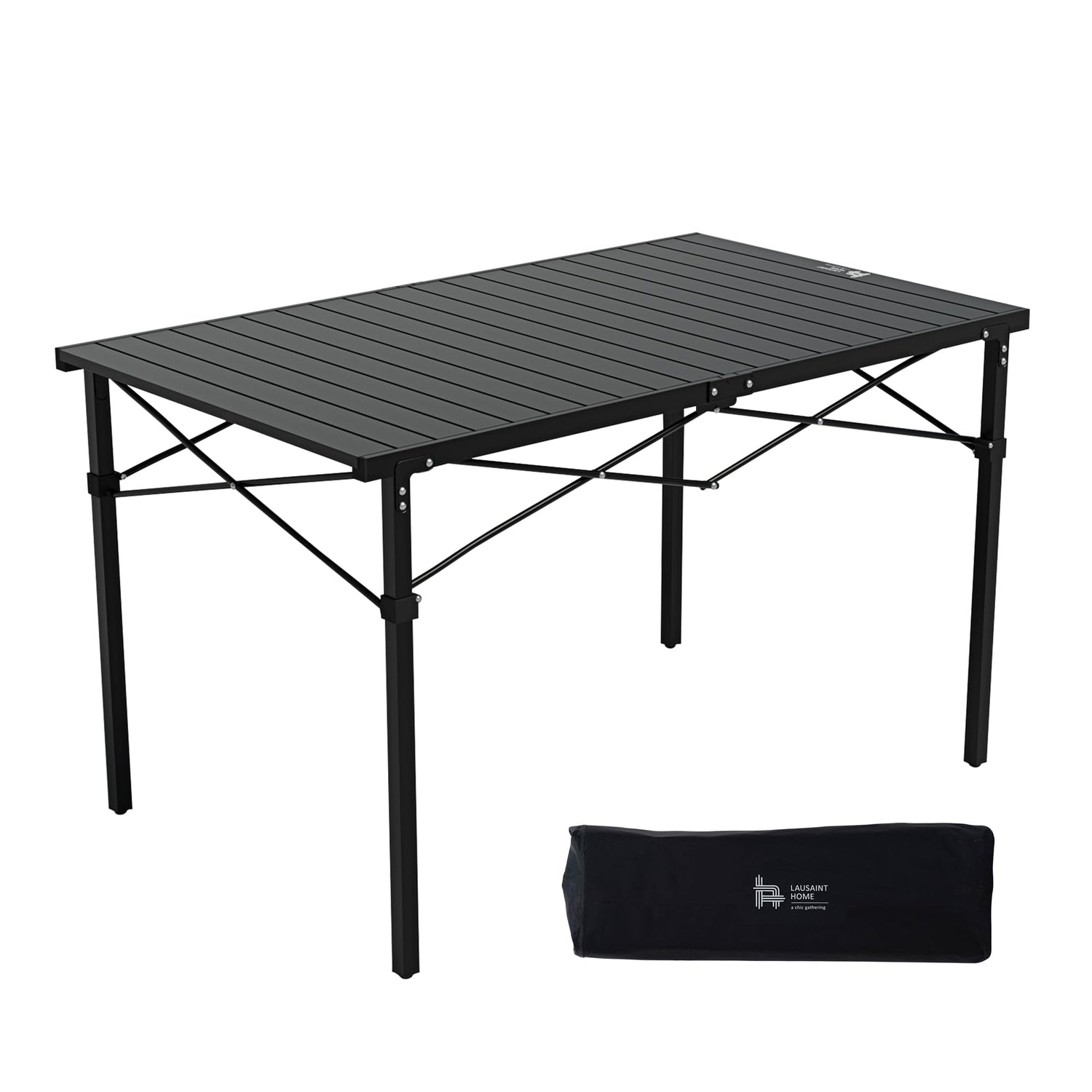 LAUSAINT HOME Folding Camping Table with Aluminum Roll-up Tabletop