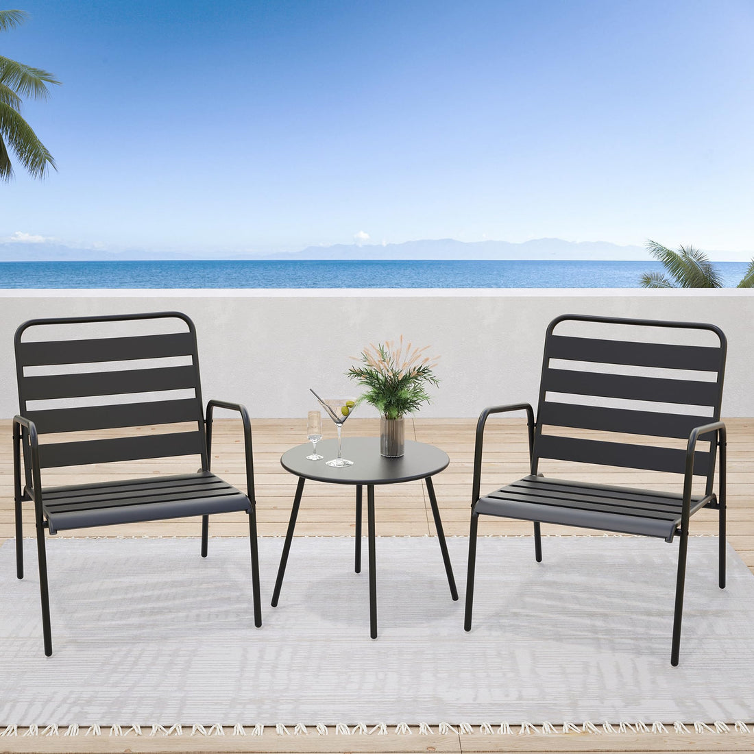 LAUSAINT HOME 3 Pieces Small Patio Bistro Set