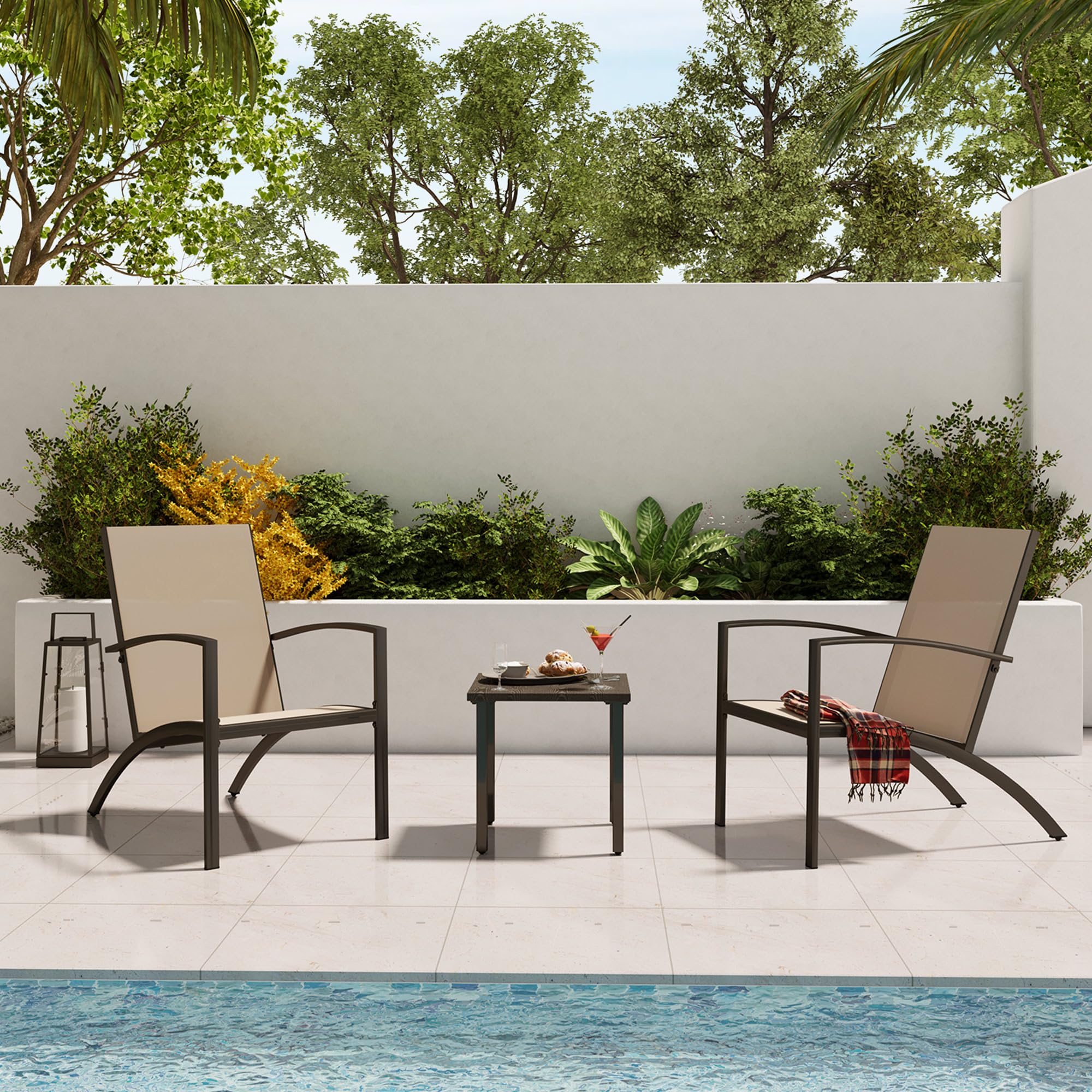 LAUSAINT HOME 3-Piece Bistro Set, Outdoor Textilene Fabric Furniture Set