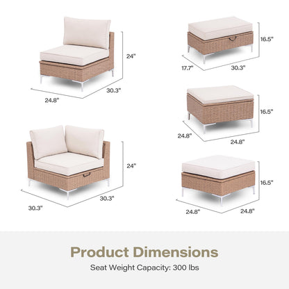 LAUSAINT HOME 7 Pieces Outdoor Patio Furniture Set with Storage Ottoman