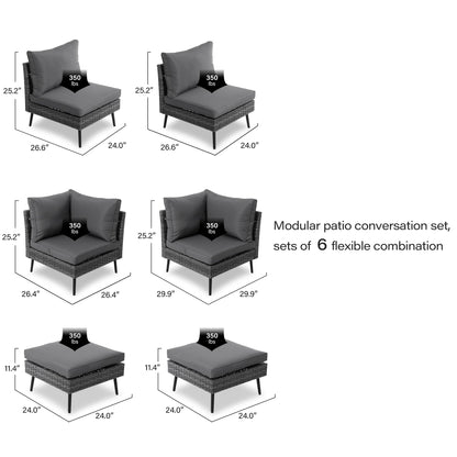 LAUSAINT HOME 6 Pieces Outdoor Sectional Sofa Set