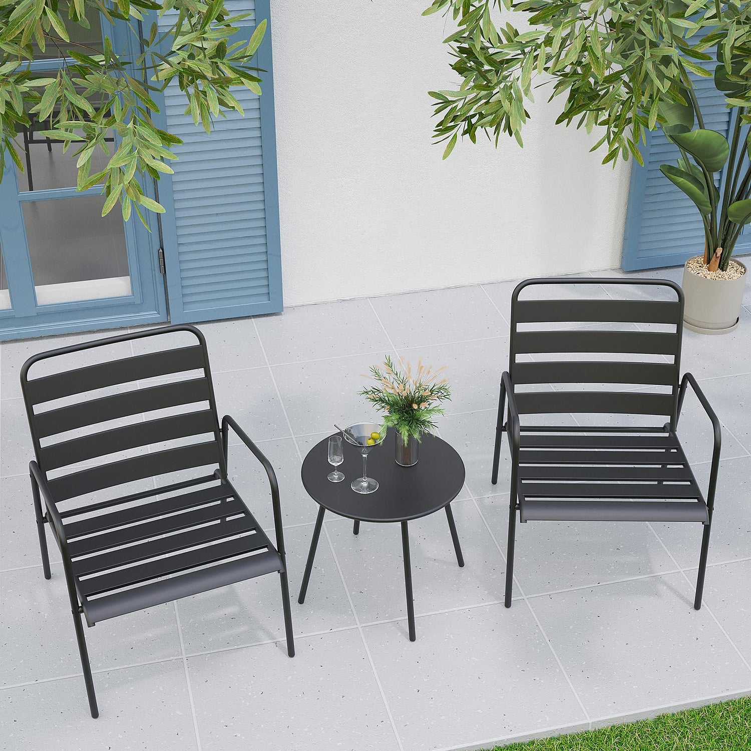 LAUSAINT HOME 3 Pieces Small Patio Bistro Set
